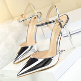 BIGTREE Shoes Fashion High Heels Shoes Patent Leather Woman Pumps Sexy Women Heels Blue Sliver Stiletto Heels Women Sandals 2021