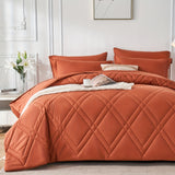 5/7pcs Luxurious Geometric Comforter Set - Soft, Stain-Resistant, Lightweight Microfiber Bedding with Lozenge Pattern, Hypoallergenic, Breathable, and Warm - Twin/Full/Queen/King Size Bed In A Bag for All Seasons with 100% Microfiber Cover and 100% Polyes