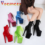 kamames Autumn And Winter Fashion Pole Dance Show Shoes 20CM Hate Sky High Flock Mid-Calf Boots Women Sexy Platform Zipper High Heels