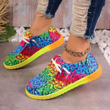 kamames New Large-Size Lace Color Low-Top Single Shoes Female National Style Graffiti Lazy Canvas Flat Soles