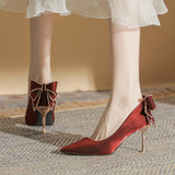 kamames kamames High Heels Female Autumn Fine Heel 2023 New French Temperament Small Heel Shoes Bride Main Wedding Shoe Tip