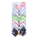 6 Pieces/Set JoJo Bows Jojo Siwa Rainbow Printed Knot Ribbon Bow For Girls Handmade Boutique Hair Clip Children Hair Accessories