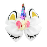 1piece High Quality Bow With Cute Ear Design Hair Clip Ribbon Bow With Unicorn Horn Hair Accessories 885