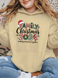 Cozy Plus Size Christmas Hoodie for Women - Casual Long Sleeve with Pockets, Festive Letter Print, Perfect for Fall & Winter