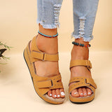 kamames Summer New Retro Women's Sandals Car Line Hole Shoes Large Round Head Slope Heel Comfort