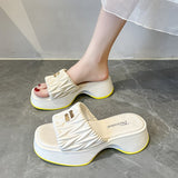 kamames kamames Shoe Female 2023 Summer New Small Fragrant Wind Fashion One-Word Drag Fold Recreational Platform Slippers