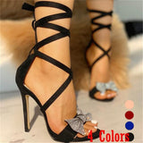 kamames Women's Shoes Summer 2022 Plus Size Sexy Stilettos Sandals Women Fashion strappy heels Women Bow Closed Toe Sandals