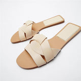 kamames ZARZ 2022 Summer New Fashion Crystal Square Toe Flat Sexy Outer Wear Sandals And Slippers Women Luxury Brand Woman Beach Shoes