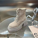 kamames Boots Chunky Boots Women Winter Shoes Cow Suede Ankle Boots Black Female Autumn Fashion Platform Booties women boots