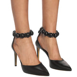 kamames Large Size Black And White PU Pointed Thin High Heels Single Shoes Riveted Chengdu Fashion Women's Shoes