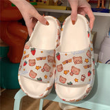 Slippers for women Bathroom Slippers Smile Bear Pattern Antislip House Zapatillas Casa Salle de Bain Flat Shoes Slides