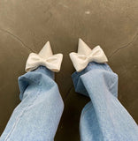 kamames Summer Women's Slippers Bowknot Cat Heel Low Heel Mid Heel Pointed Toe Shoes Slippers High Heels 1127-1