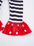 2PC Reindeer Graphic Polka Dot Print Pullover and Splicing Stripped Pants for Girls Kids Clothes