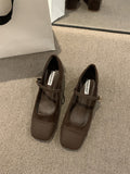 kamames And Winter 2024 New Style Thick-Heeled Mary Jane Shoes With Square Head Style With Skirt And Single Shoes For Women's Shoes