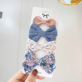 4Pcs/set New Printed Bowknot Hair Clips For Cute Girls Lace Handmade Hairpins Boutique Barrettes Headwear Kids Hair Accessories