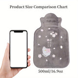 1Pack 7.44oz/16.91oz Hot Water Bottle, Warm Water Bag With Soft Premium Faux Fur Cover Water Bag For Hot Compress And Warm Hands, Hot-Water Bag For Hot Water Bottles For Neck, Back, Shoulder, Legs And Menstrual Cramps