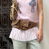 kamames Style Retro Four-Button Waist Bag 2023 Summer New Punk Style Waist Accessories Ultra-Wide Belt