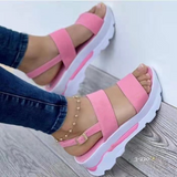 kamames Summer Plus Size Women Shoes Fashion Platform Wedge Sandals Women Height Increase Closed Toe Roman Sandals Zapatos Mujer