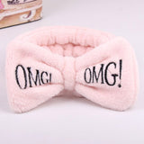 2022 New OMG Letter Coral Fleece Wash Face Bow Hairbands For Women Girls Headbands Headwear Hair Bands Turban Hair Accessories