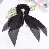 Korean Bow Long Ribbon Hair Scrunchie Chiffon Floral Print Sweet Elastic Hair Band Ponytail Hair Scarf Hair Tie Hair Accessories
