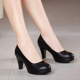 GKTINOO Genuine Leather shoes Women Round Toe Pumps Sapato feminino High Heels Shallow Fashion Black Work Shoe Plus Size 33-43