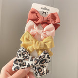 4 Pcs/set Cotton Linen Leopard Printed Bowknot Hair Clips For Cute Girls Barrettes Safty Hairpins Headwear Kids Hair Accessories