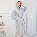 Ultra-Soft Coral Fleece Hooded Bathrobe - Absorbent, Cozy Loungewear For All Seasons, Perfect For Bathroom, Pool & Beach