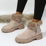kamames Women's Snow Boots 2024 Autumn And Winter New Large-Size Velvet Thick-Soled Warm Cotton Shoes Martin Boots
