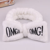 2021 New OMG Letter Coral Fleece Wash Face Bow Hairbands For Women Girls Headbands Headwear Hair Bands Turban Hair Accessories