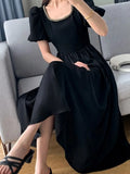 Zingj Black Midi Dresses for Women New 2023 Elegant Party Fashion Slim A-line Female Clothes Birthday Evening Vintage Chic Robe