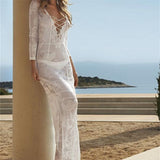 kamames New Arrivals Sexy Beach Cover up Crochet Women Swimwear Rash Guard Kaftan Wrap Dress Robe de Plage Saida de Praia #Q194