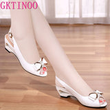 GKTINOO 2021 Summer New Style Sandals Female Summer With Wedges Open Toe Shoes White Shoes Comfortable Women's Shoes