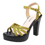 kamames High-Heel Thick-Heeled Sandals For Women 2023 Summer Thick-Soled Waterproof Platform One-Word Buckle Large-Size High-Heeled Shoes All Kinds Of Women's Sandals