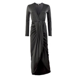 kamames Autumn And Winter New V-Collar Long Sleeves With Cotton Sexy Fashion Pleated Nightclub Dress High-Quality Version