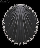 kamames 2021 Bridal Veil Short With Comb Lace Appliqued Edge Tulle Wedding Veil one Layer 80 CM Elbow Length Wedding Accessories