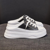 kamames Summer Women Shoes flat sneakers women casual shoes low upper lace up platform woman white shoes