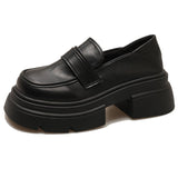 kamames Love Shoes Heightened Small Leather Shoes 2024 New Korean Muffin Black English Round Head Retro JK Shoes