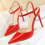 BIGTREE Shoes Fashion Sandals Women 2021 Patent Leather High Heels Women Sandals Summer Heeled Sandals Pointed Toe Women Pumps