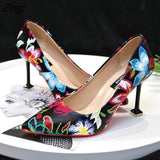 kamames New Pointy Shallow Shoes Sweet And Beautiful Flowers Hit Color Stiletto Heels Fashion High Heel Shoes