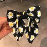 Polka Dot Floral Print Hair Clips Girls Daisy Bow Hairpin Pastoral Retro Style Barrettes Big Bowknot Hairpin Hair Accessories