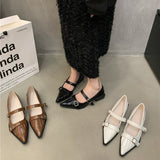 kamames Small Leather Shoes 2024 New Spring Thick-Heeled Low-Heeled High-Heeled Shoes Vintage French Style Mary Jane Single Shoes