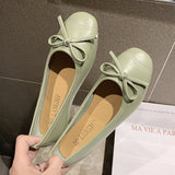 kamames Version 2024 New Summer Round Head Shallow Bow Flat Shoes Grandma Shoes Retro Fairy Style Shoes