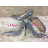 kamames Women's fashion 12cm high heels gray sexy pointed toe single shoes women's bridal wedding shoes party shoes QP062 ROVICIYA