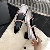 kamames Square Heels, Silver Bow, Mary Jane Shoes, Spring And Autumn, New Colors, Gentle Daily Shoes.