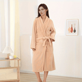 1pc Plush Coral Fleece Bathrobe - Ultra-Soft, Thickened Long Sleeve Loungewear with Absorbent Fabric, Belt, and Pocket for Cozy Home and Bathroom Use