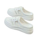 kamames kamames White Slippers Female 2024 New Mesh Breathable Baotou Platform Muffin Fashion Casual Small White Shoes