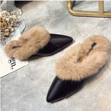 kamames Animal Fur Slides Slippers Women Lady Natural Rabbit Mules Flip Flops Female Fluffy Fur Indoor Sandals Plush Shoes mules