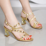 kamames Sandals Women's Summer 2024 New Fashionable Crystal High Heels Set With Diamonds Comfortable Rough Heels For Women's Shoes