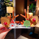 1Pair Women Girls Cartoon Christmas Antlers Hairpins New Year Sweet Hair Decorate Barrettes Hair Clips Novelty Hair Accessories