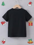 Christmas Truck Print Boy's Casual Short Sleeve T-Shirt, Lightweight & Comfortable Summer Top, Outdoor Cloth